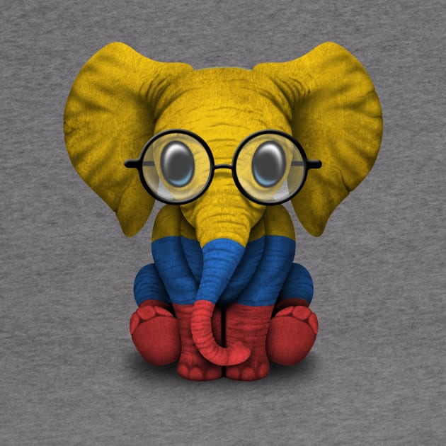 Baby Elephant with Glasses and Colombian Flag by jeffbartels